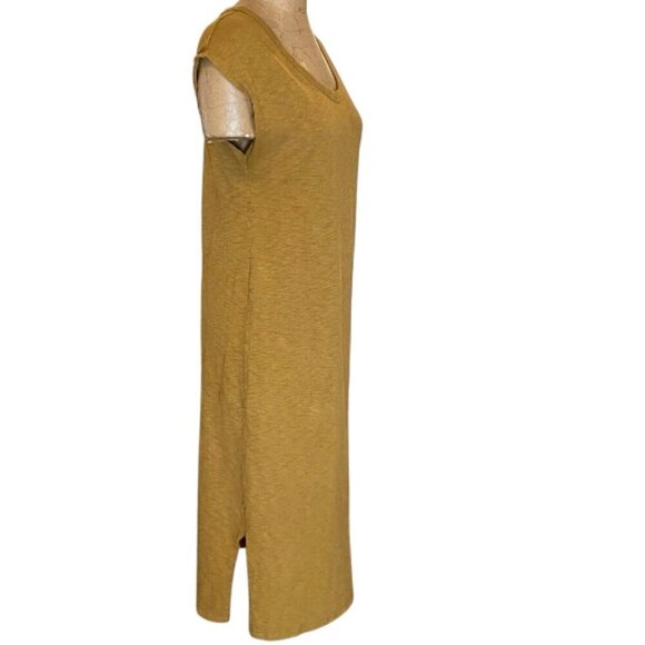 Universal Thread Casual Tee-Shirt Midi Dress Sz S Mustard Yellow/Brown #347H - Picture 3 of 9